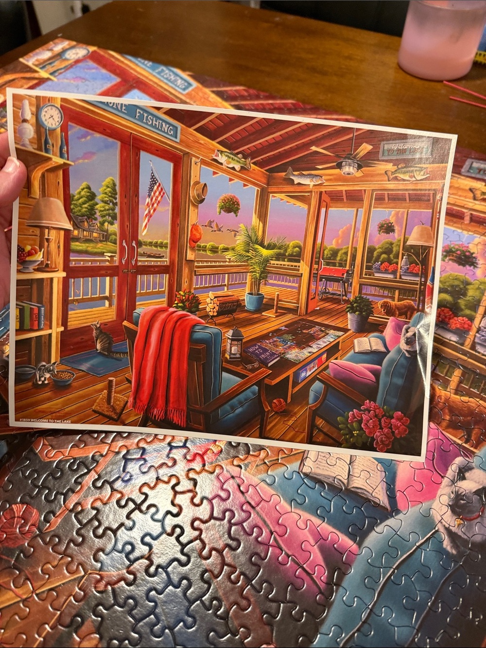 White Mountain 'Welcome to the Lake' Puzzle Box - Blue, Red - Picture 2 of 3